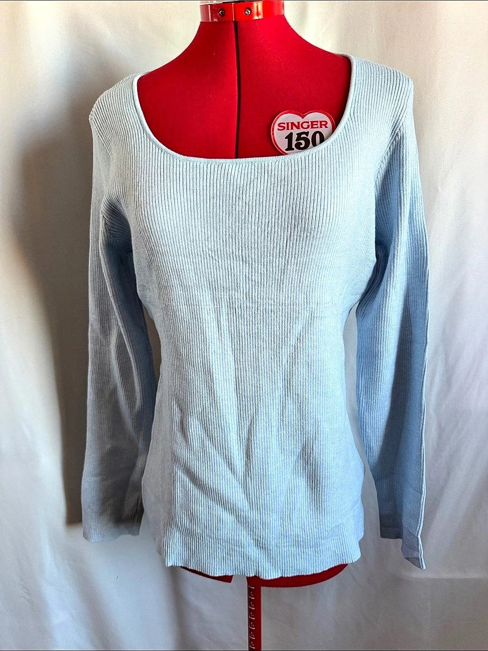 Usewon Ribbed Long Sleeve Top in Blue XL NWT